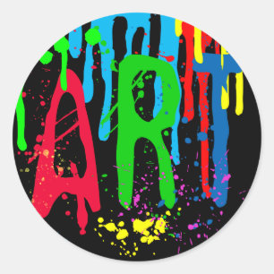 ART colour paint funny black Classic Round Sticker