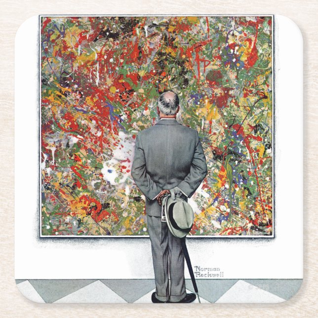 Art Connoisseur by Norman Rockwell Square Paper Coaster (Front)