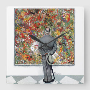 Art Connoisseur by Norman Rockwell Square Wall Clock