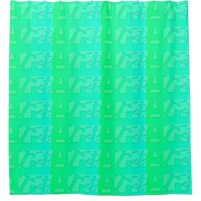 Art Contemporary Typography Green colour Shower Curtain (Front)