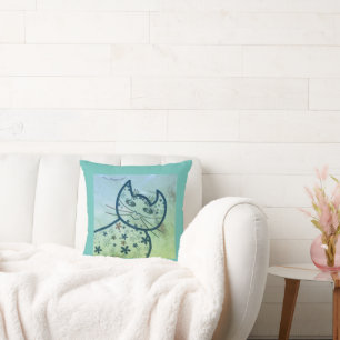 Art ,Cute Cat Clipart Throw Pillow