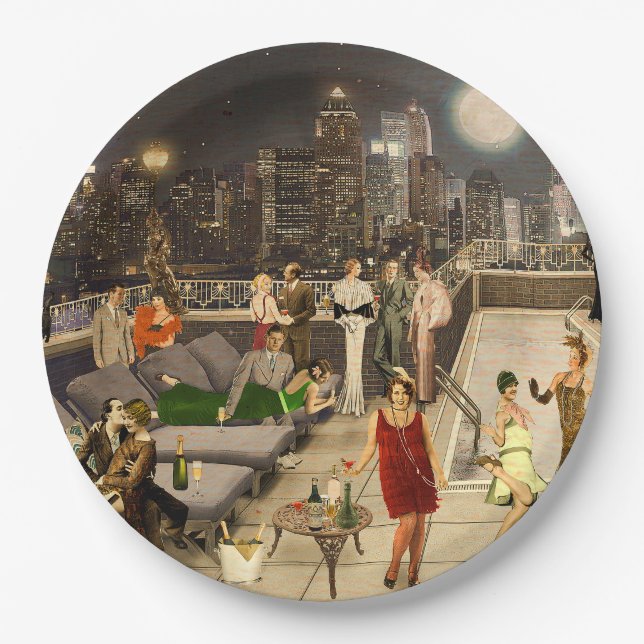 Art Decco Skyline Paper Plate (Front)