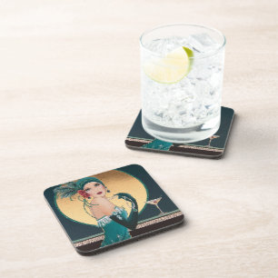 Art Deco1920's Women Having Cocktails Coasters