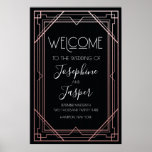 Art Deco 1920s Black and Rose Gold Welcome Sign<br><div class="desc">Art Deco 1920s Roaring 20s Birthday Wedding Baby Shower Bridal Shower Anniversary Corporate Holiday Rose Gold Wecome Sign</div>