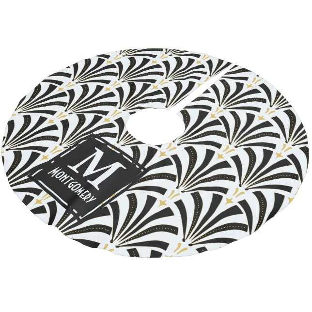 Art Deco 1920s Fans - Personalised Family Name Brushed Polyester Tree Skirt (Angled)