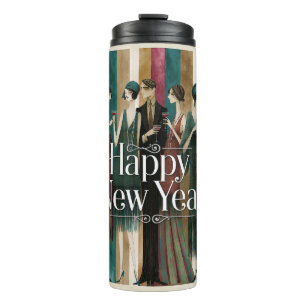 Art Deco 1920s Flappers & Gentlemen Happy New Year Thermal Tumbler