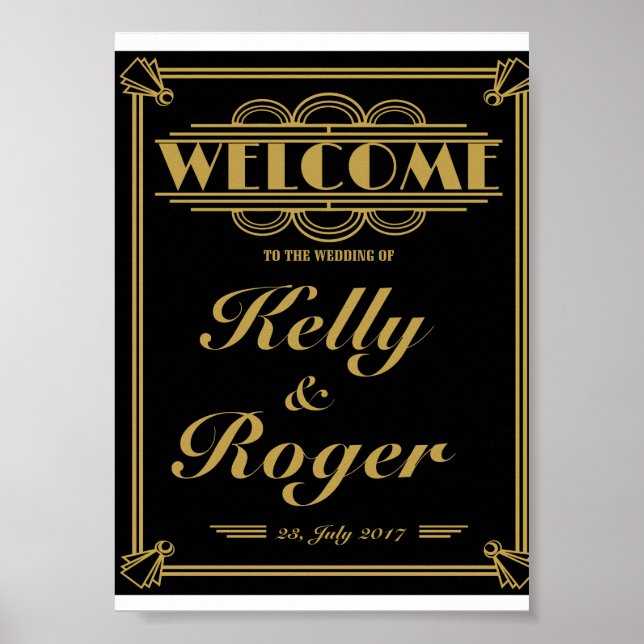 ART Deco 1920's Gatsby style wedding welcome print (Front)