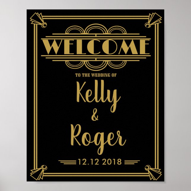 ART Deco 1920's Gatsby style wedding welcome print (Front)