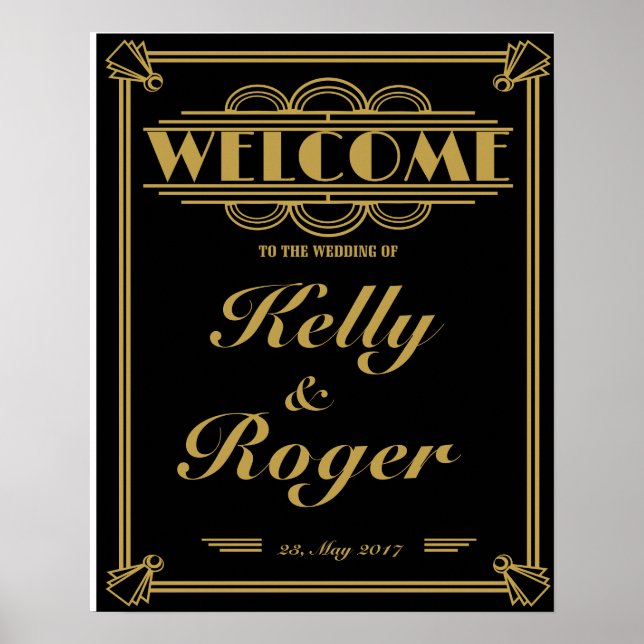 ART Deco 1920's Gatsby style wedding welcome print (Front)