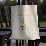Art Deco 1920s Gatsby Wedding Tote Bag<br><div class="desc">With a nod to the roaring 20's,  here's a black and gold Groomsmaid's wedding day tote bag. Add your initials and wedding date and party! Suitable for Bridesmaids too</div>