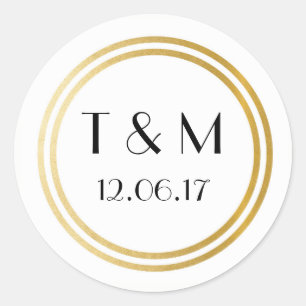 Art Deco 1920s Stickers White Gold Round Label