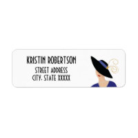 Art Deco 1930s Fashion Woman in Black Hat Address