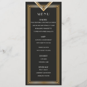 Art Deco 20s Menu Card   Gatsby inspired party