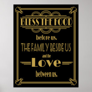 Art Deco 20's style Bless this food  print