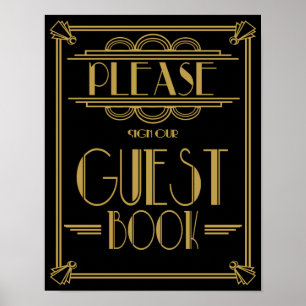 Art Deco 20's style "guest book" print
