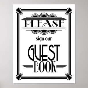 Art Deco 20's style "guest book" print