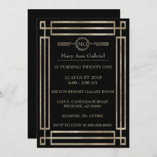 Art Deco 21st birthday party Invite