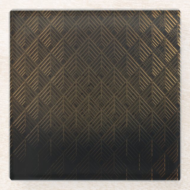 Art Deco 3D Illustration Background Glass Coaster (Front)