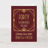 Art Deco 40th Wedding Anniversary Names Ruby Red