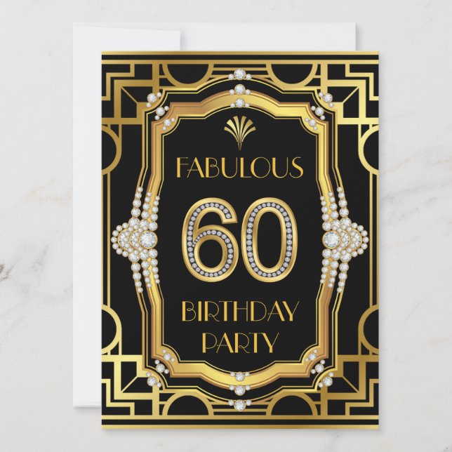 Art Deco 60th Birthday Party Invitation (Front)