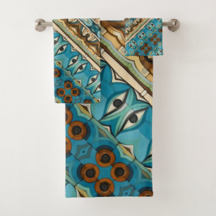 Art Deco Abstract eyes 2 Bath Towel Set