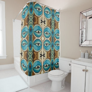 Art Deco Abstract Eyes pattern Shower Curtain