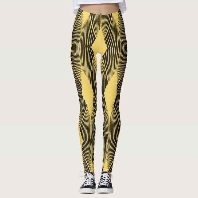 Art Deco Abstract Geometric Background Leggings (Front)