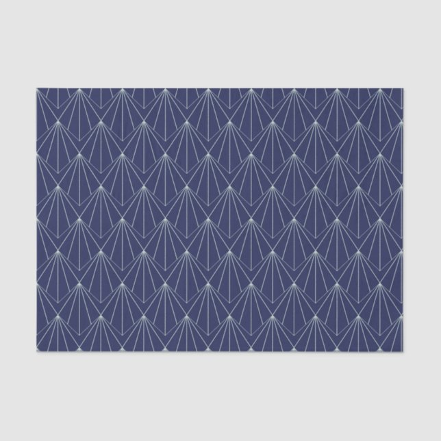 Art Deco Abstract Geometric Pattern Dark Blue Tissue Paper (Front)