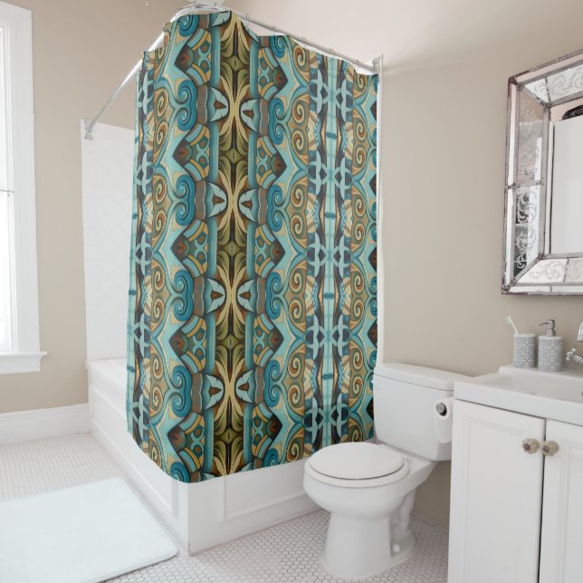Art Deco Abstract Shower Curtain (In Situ)