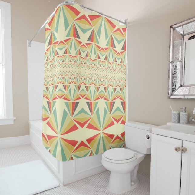 Art Deco abstract tribal triangles pattern Shower Curtain (In Situ)