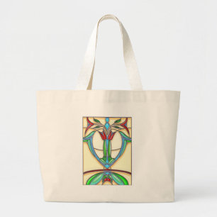 Art Deco Abstract Tulips Large Tote Bag