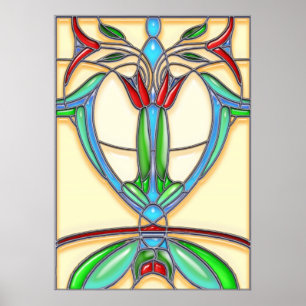 Art Deco Abstract Tulips Poster