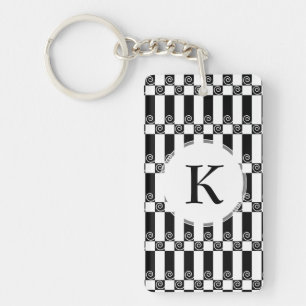 Art Deco Abstract / Vienna Secession Geometric Key Ring