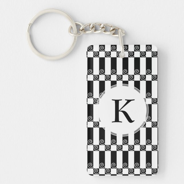 Art Deco Abstract / Vienna Secession Geometric Key Ring (Front)