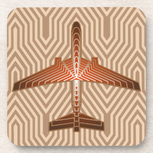 Art Deco Aeroplane, Bronze, Gold and Rust Brown Coaster