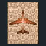 Art Deco Aeroplane, Bronze, Gold and Rust Brown Poster<br><div class="desc">Print in an Art Deco inspired concept of a futuristic plane,  in a striped,  silky gradient of bronze / rust brown,  accented with soft gold,  on a beige and tan,  Deco background</div>