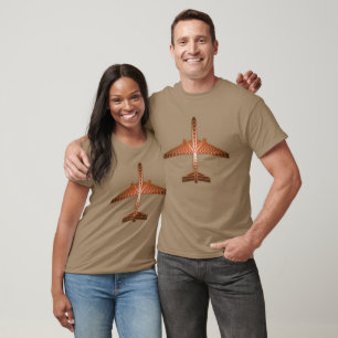 Art Deco Aeroplane, Bronze, Gold and Rust Brown T-Shirt