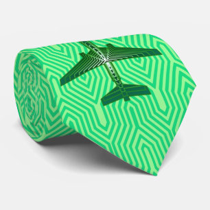 Art Deco Aeroplane, Emerald and Jade Green Tie