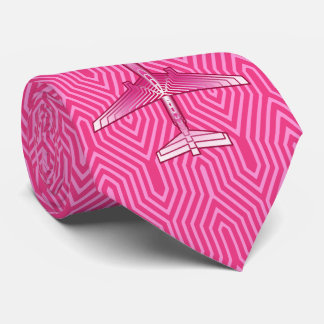 Art Deco Aeroplane, Fuchsia and Pastel Pink Tie