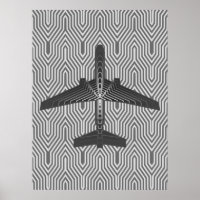 Art Deco Aeroplane, Graphite and Silver Grey