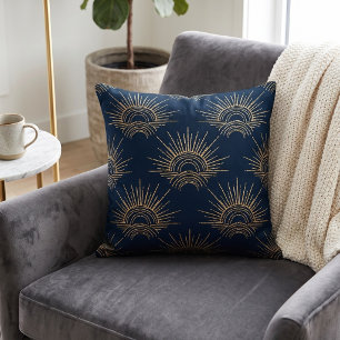 Art Deco Alabere   Midnight Blue Crown Arc Cushion
