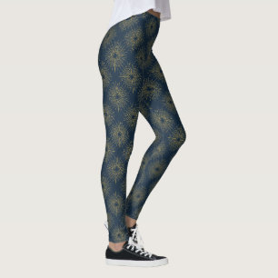 Art Deco Alabere Midnight Blue Medallion Leggings