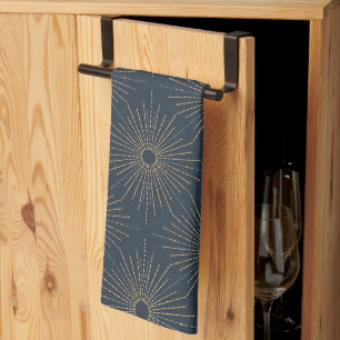 Art Deco Alabere   Midnight Blue Starburst Tea Towel