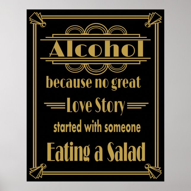 Art Deco Alcohol Bar Print Gold and black (Front)