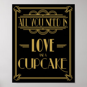 Art Deco All you need is love and a cupcake print