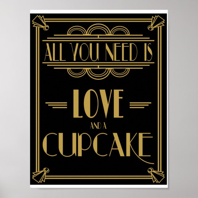Art Deco All you need is love and cupcake print (Front)
