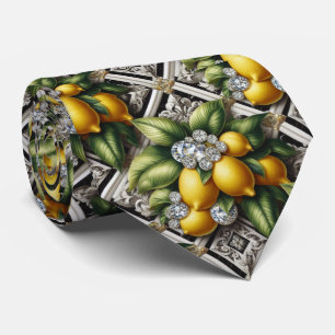 Art Deco Amalfi Lemon Black and White DIamonds Tie
