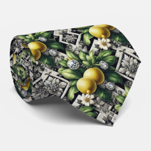 Art Deco Amalfi Lemon Black and White DIamonds Tie