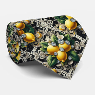 Art Deco Amalfi Lemon Black and White DIamonds Tie