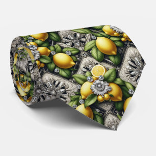 Art Deco Amalfi Lemon Black and White DIamonds Tie